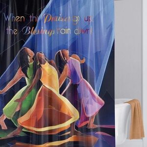 Multicolor Dance Shower Curtain and Mat set